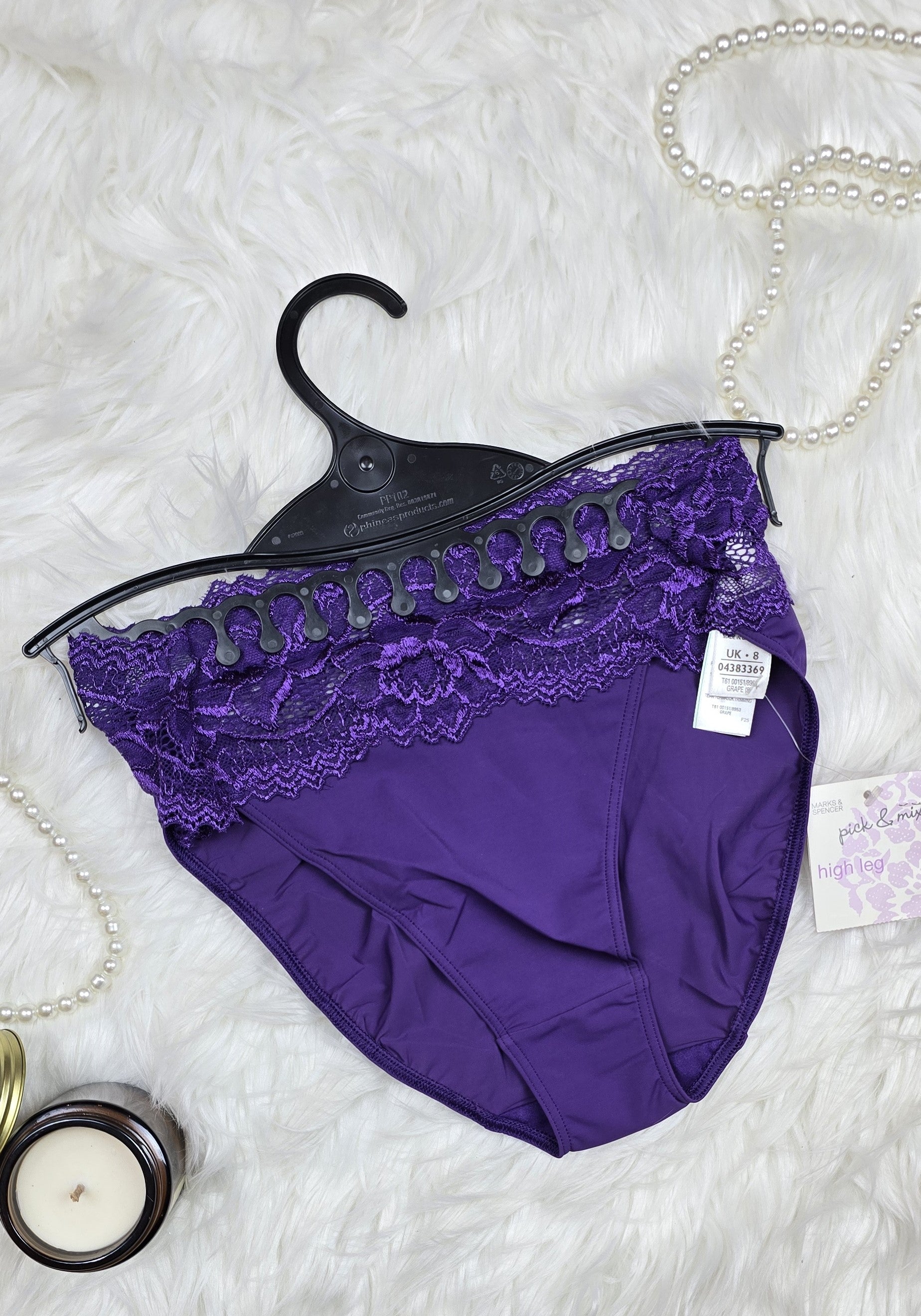 M&S Low Rise Lace Trim Bandeau High Leg Knickers