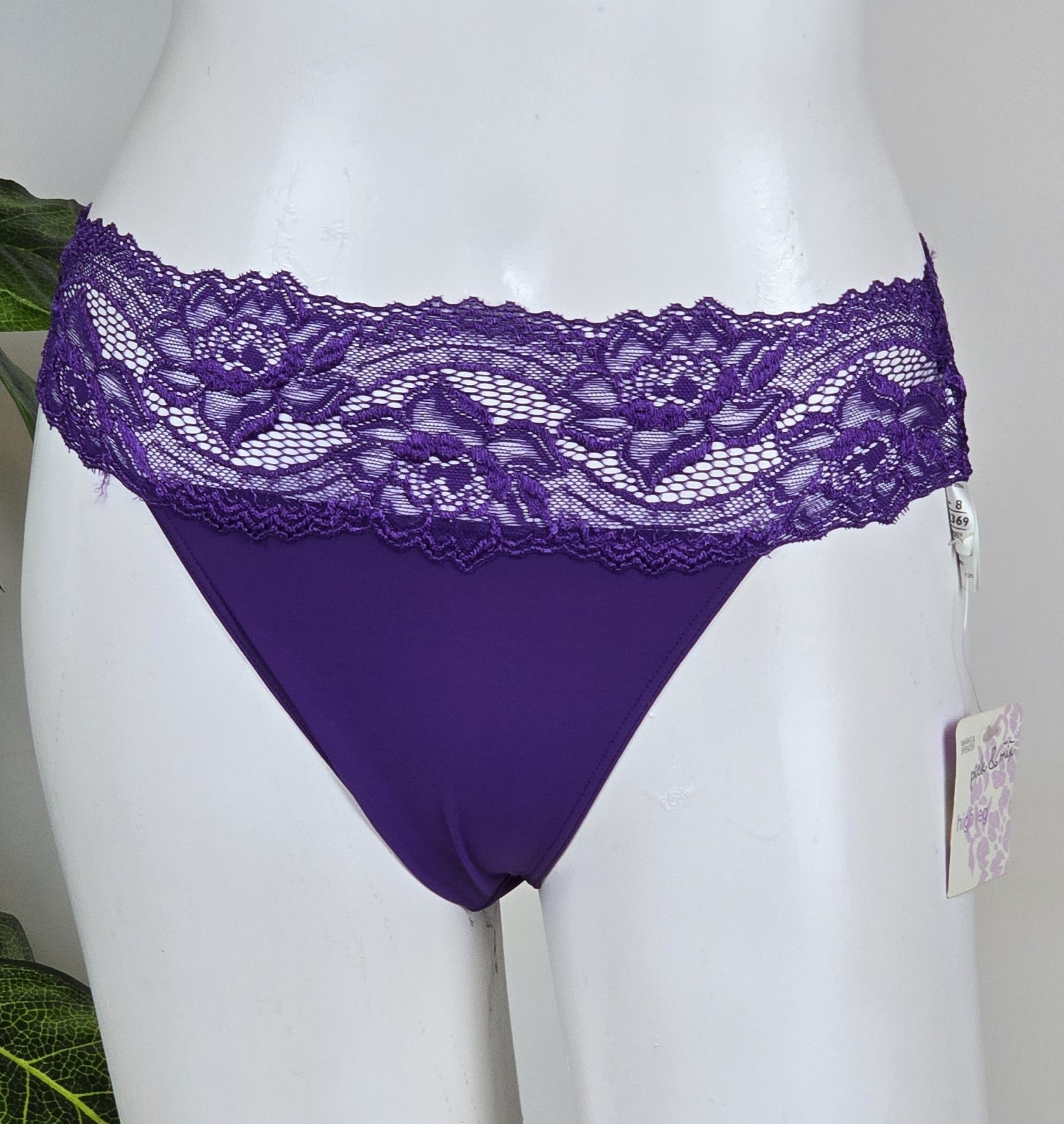 M&S Low Rise Lace Trim Bandeau High Leg Knickers