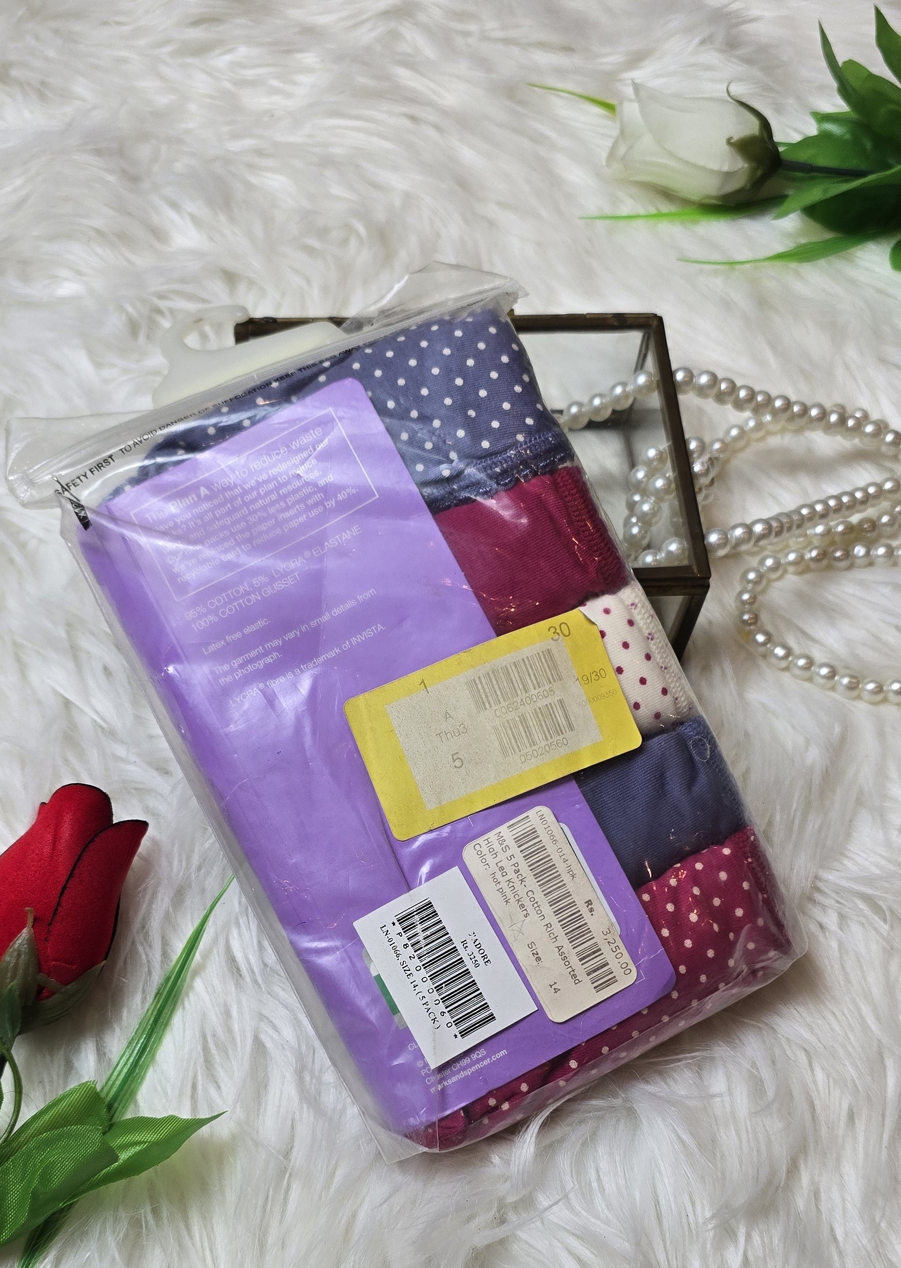 M&S Cotton Rich Assorted High Leg Knickers