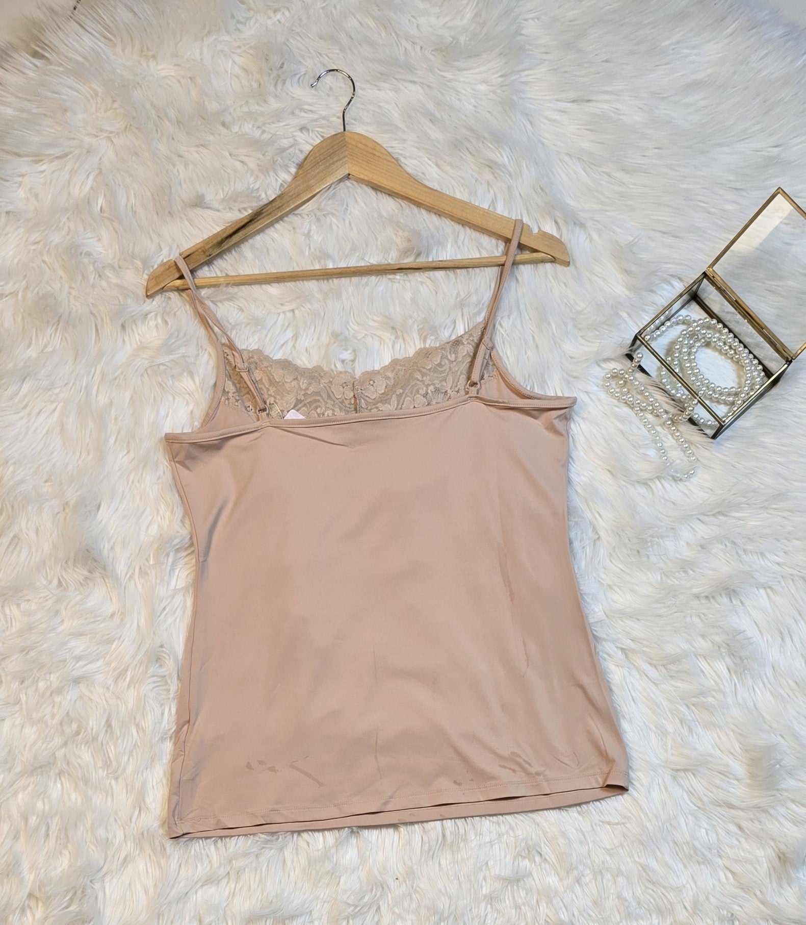 M&S EMB Lace Trim Slinky Vest
