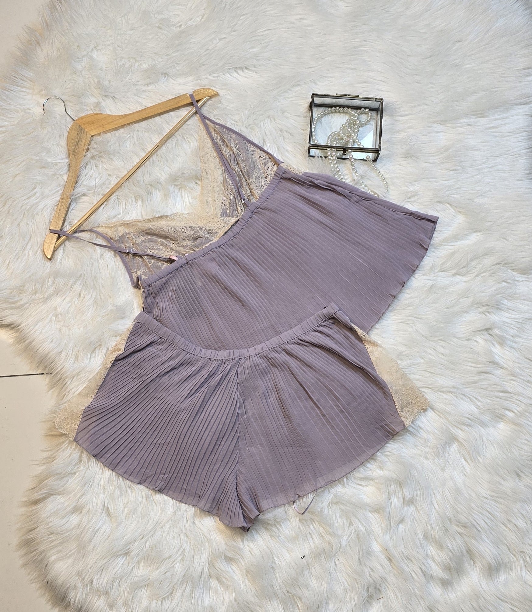M&S Autograph pleated Camisole Top/Shorts Set