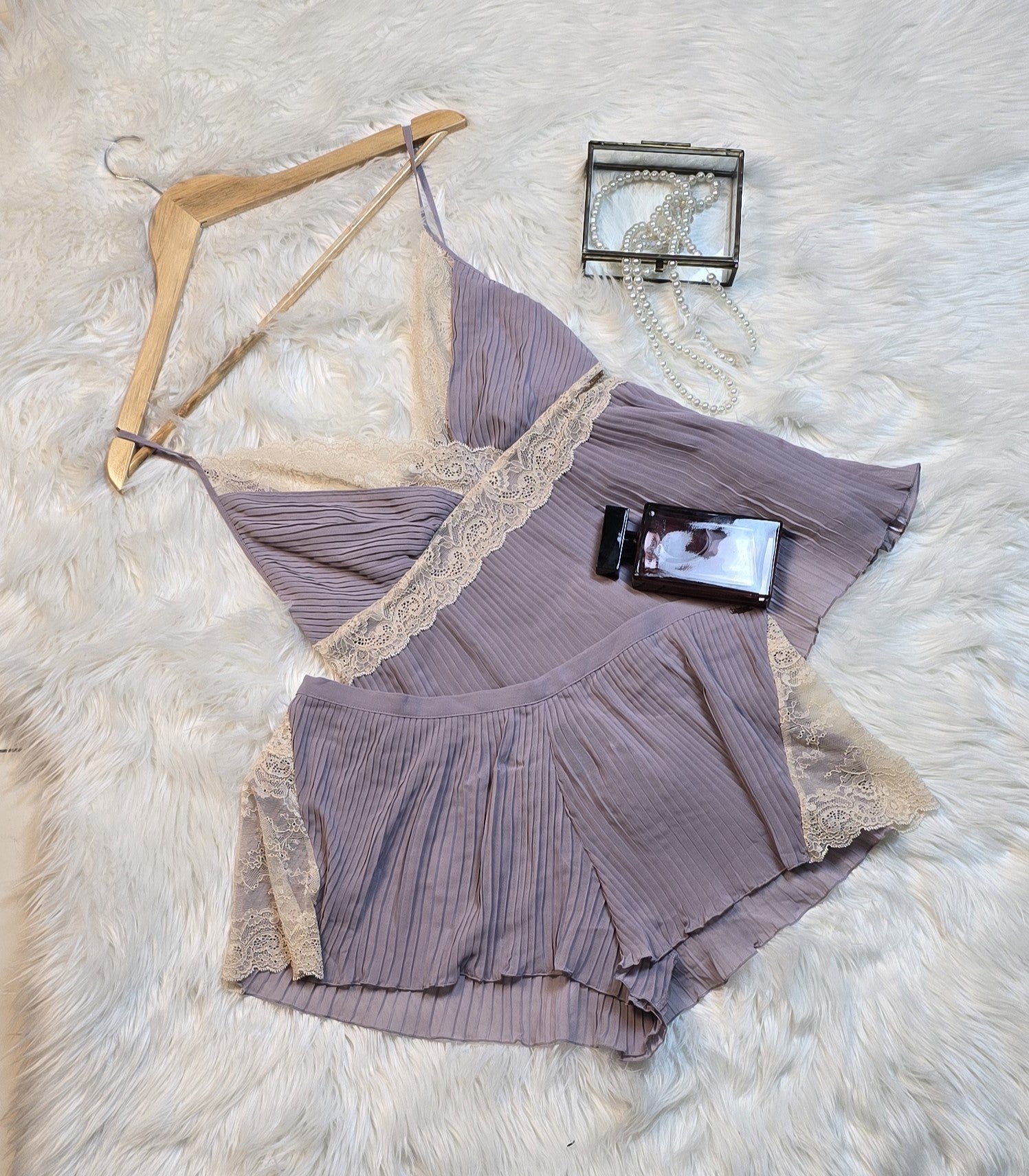 M&S Autograph pleated Camisole Top/Shorts Set