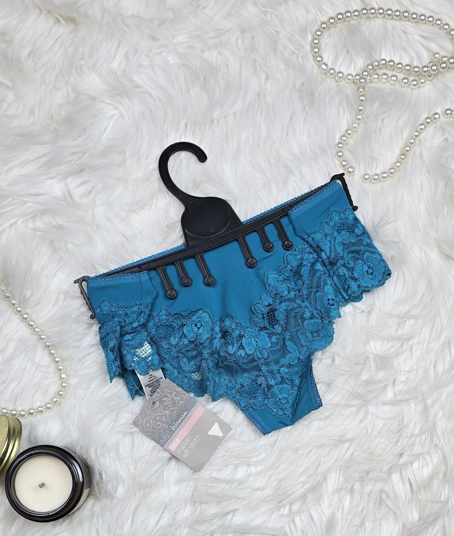 M&S Spot Print Floral Lace & Spotted Brazilian Knickers