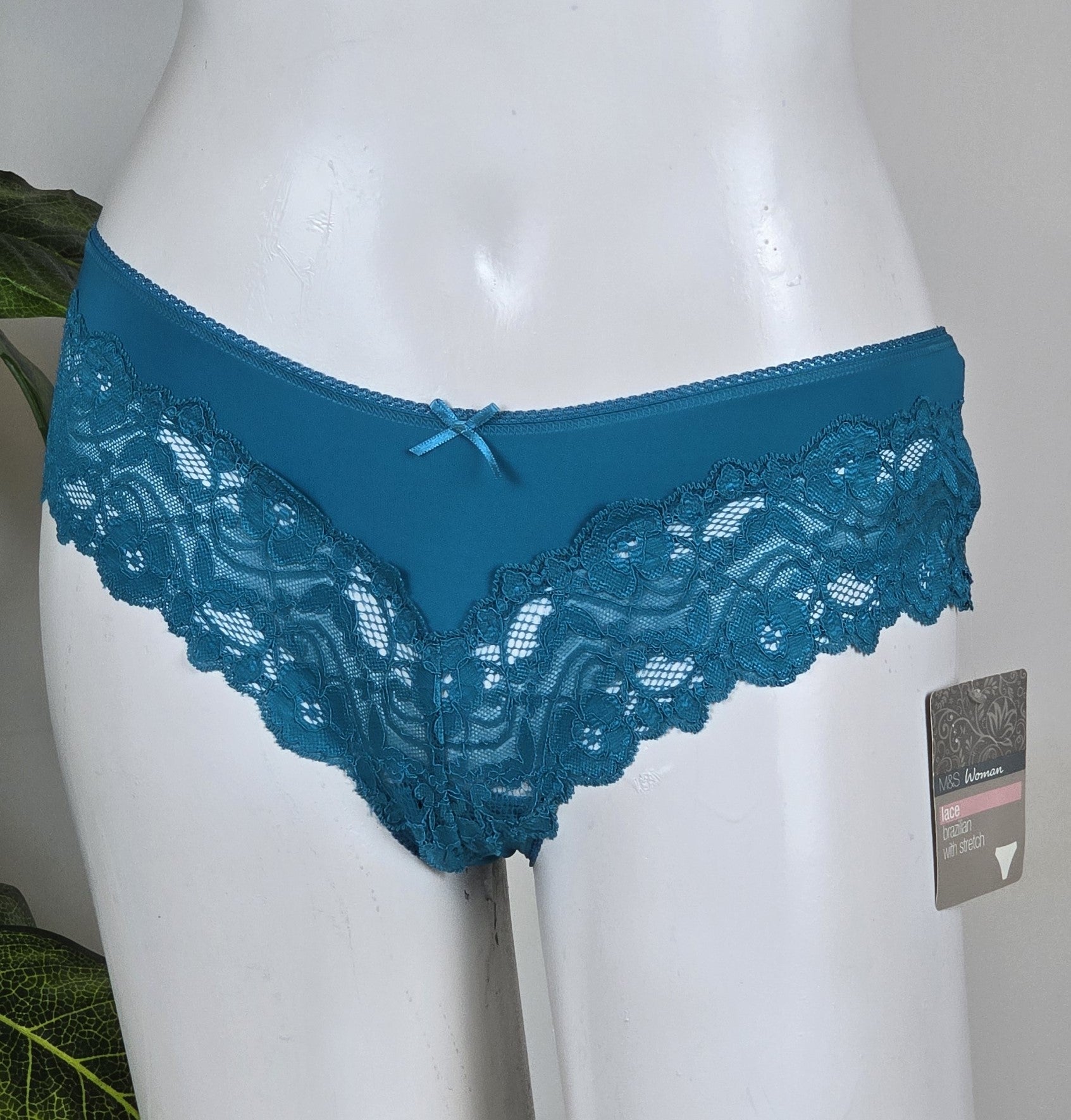 M&S Spot Print Floral Lace & Spotted Brazilian Knickers