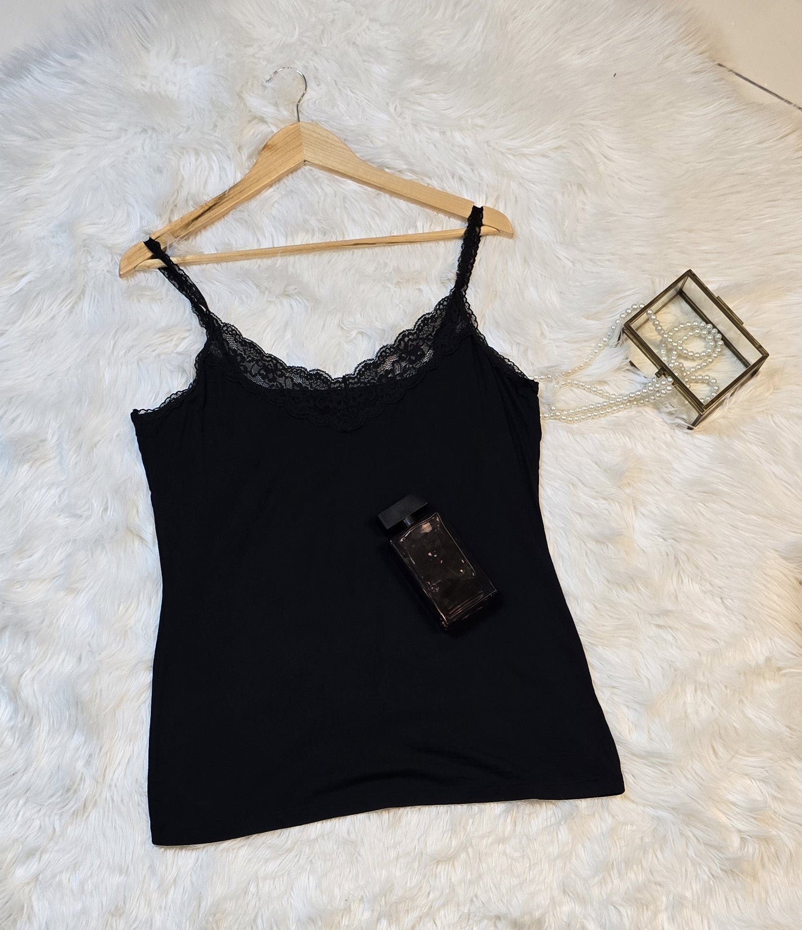 M&S Super Soft Modal Rick V-Neck Lace Trim Vest