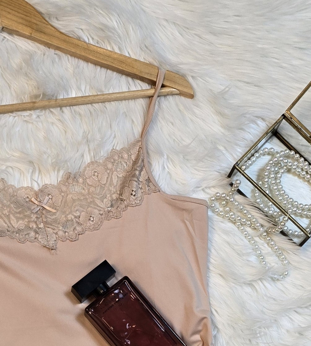 M&S EMB Lace Trim Slinky Vest