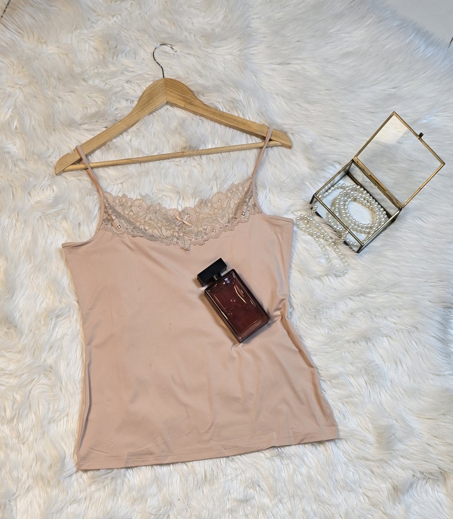 M&S EMB Lace Trim Slinky Vest