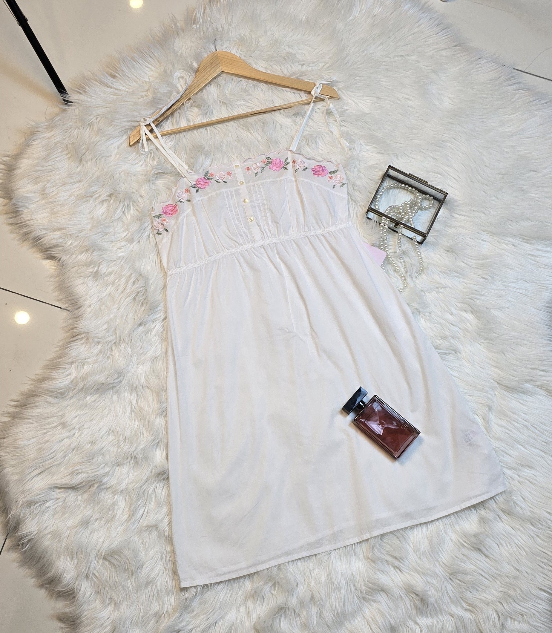 M&S Pure Cotton Floral Embroidered Nightdress